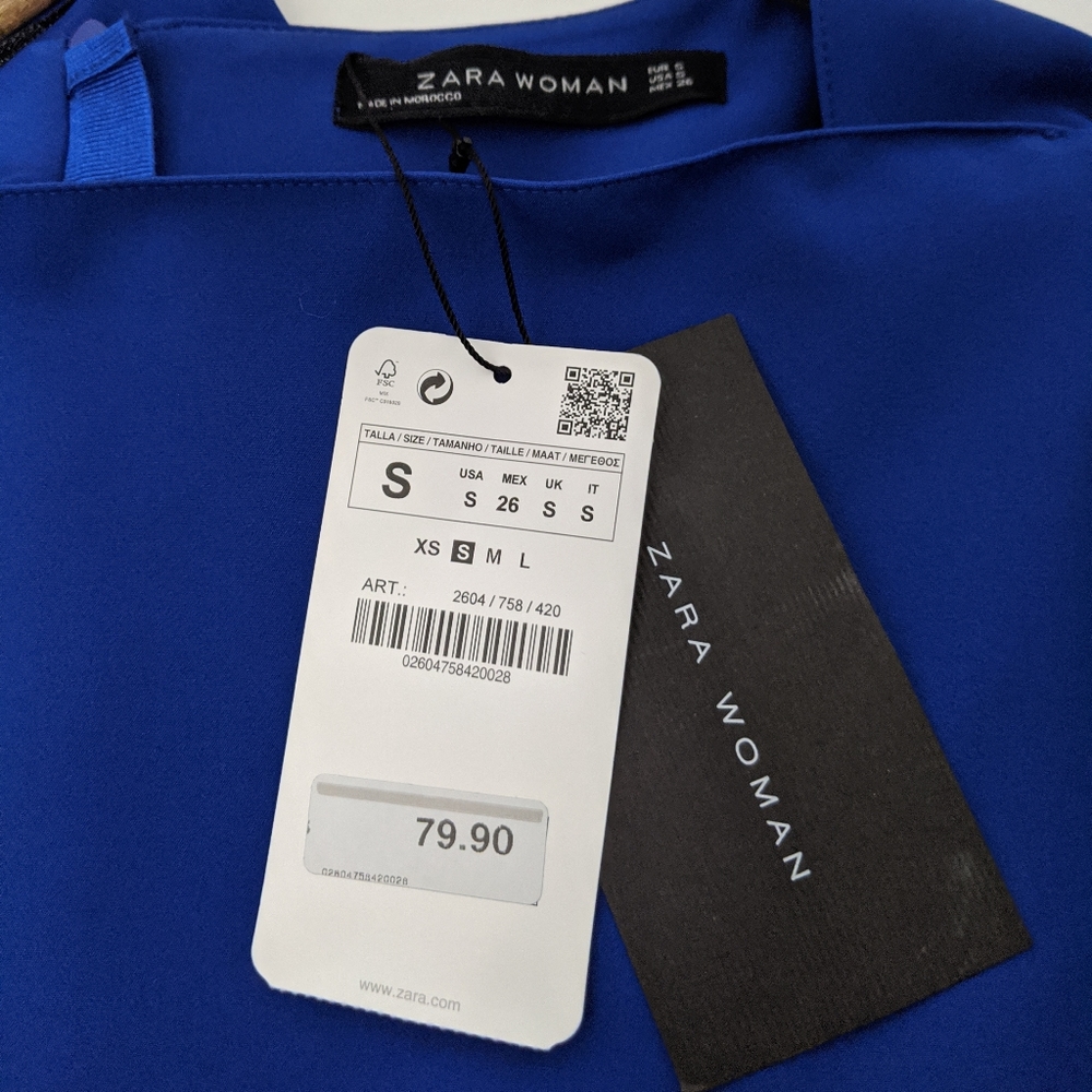 Zara blue boatneck dress, Size Small - Picture 4 of 4